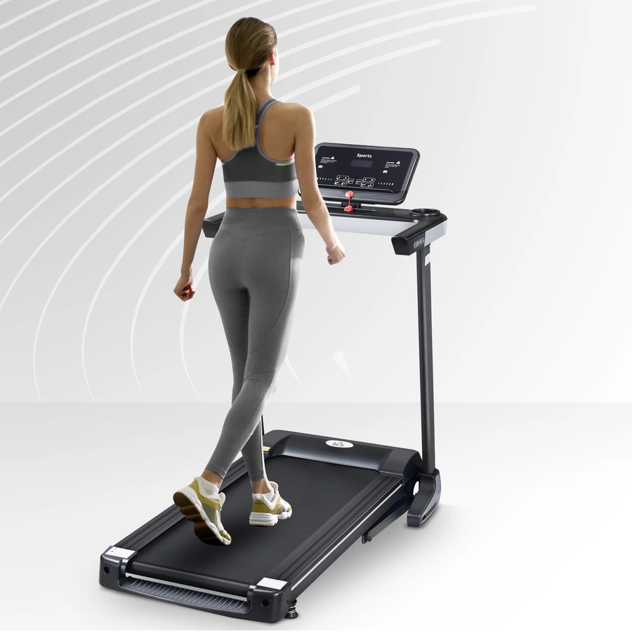 HOMCOM Laufband mit breitem LCD Display, Flaschenhalterung und Handyhalterung schwarz