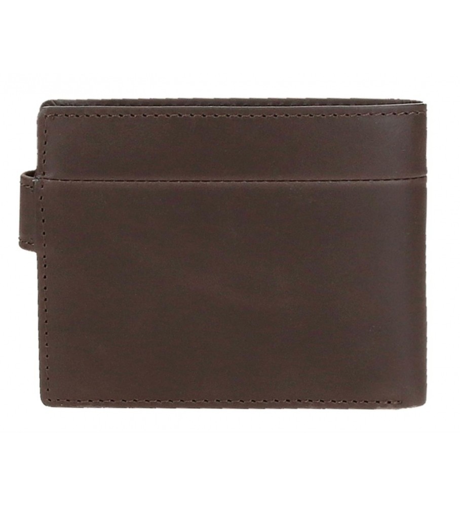 Carteira vertical Pepe Jeans Staple em couro marrom com fecho de clique