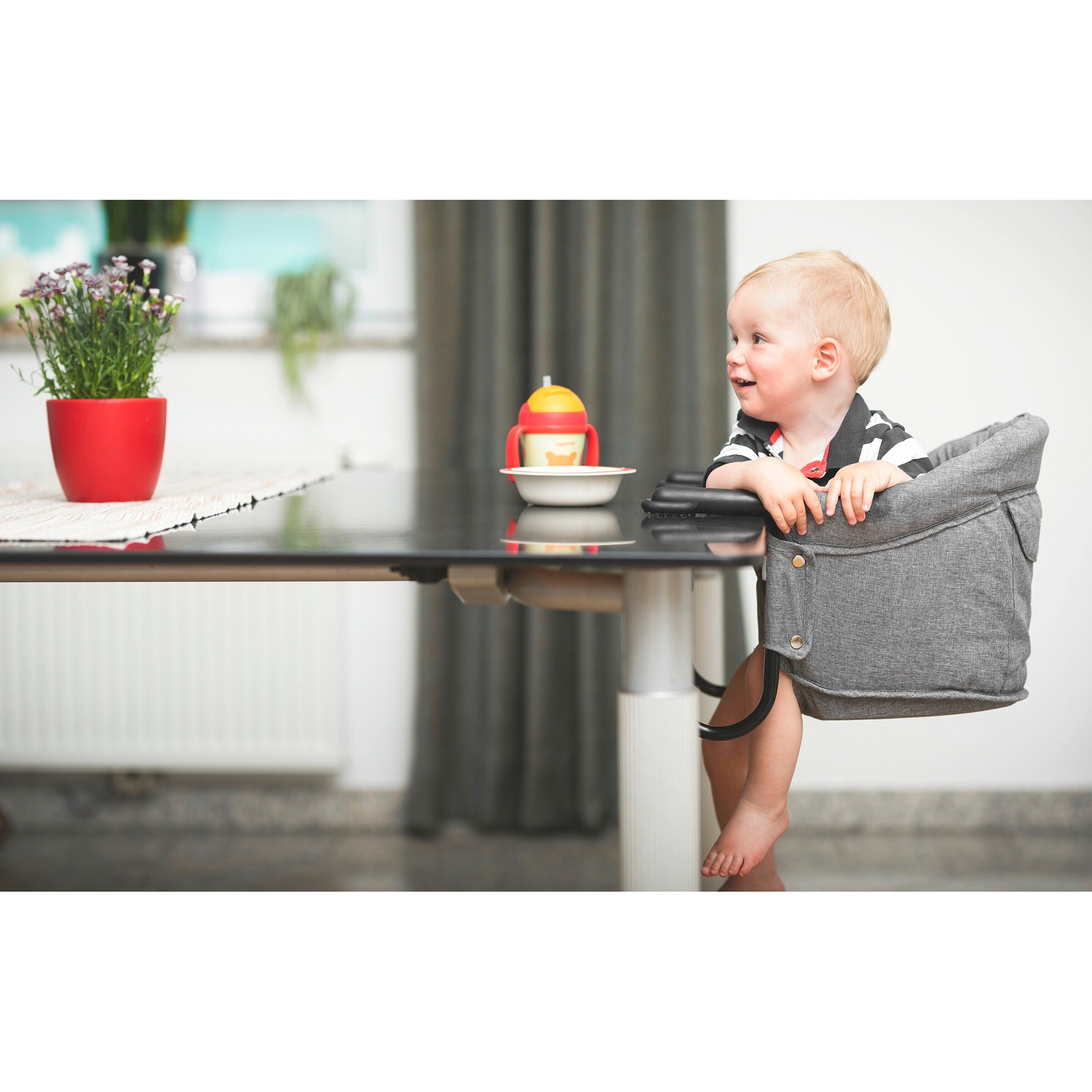 babycab Tischsitz Flexi für Tischplatte Stärke 2-8,5 cm grau melange