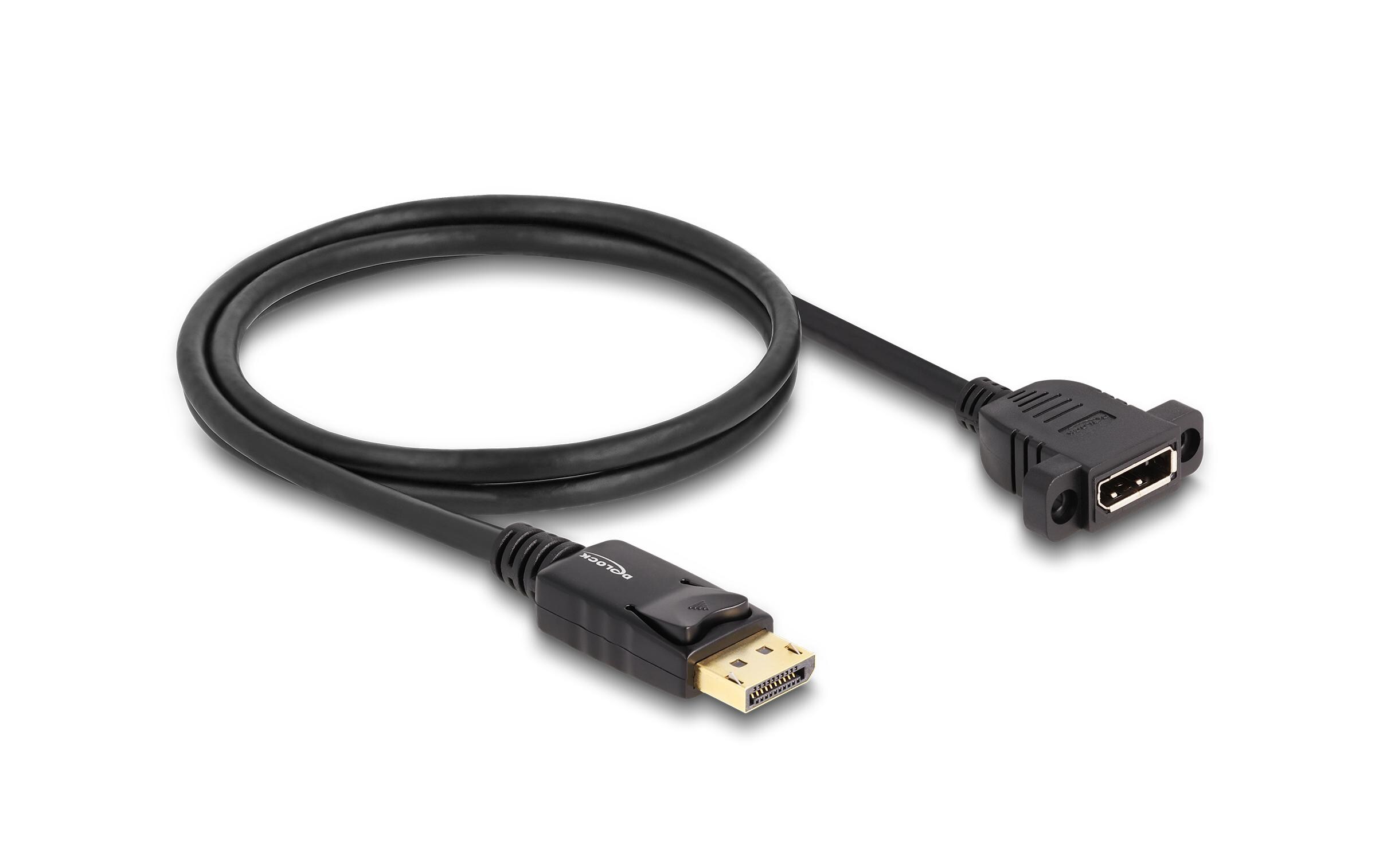 Kabel 8K 30Hz DisplayPort - DisplayPort, 1 mDelock DisplayPort 1.4 Kabel 8K 30 Hz Stecker zu Buchse 1 m zum Einbau schwarz