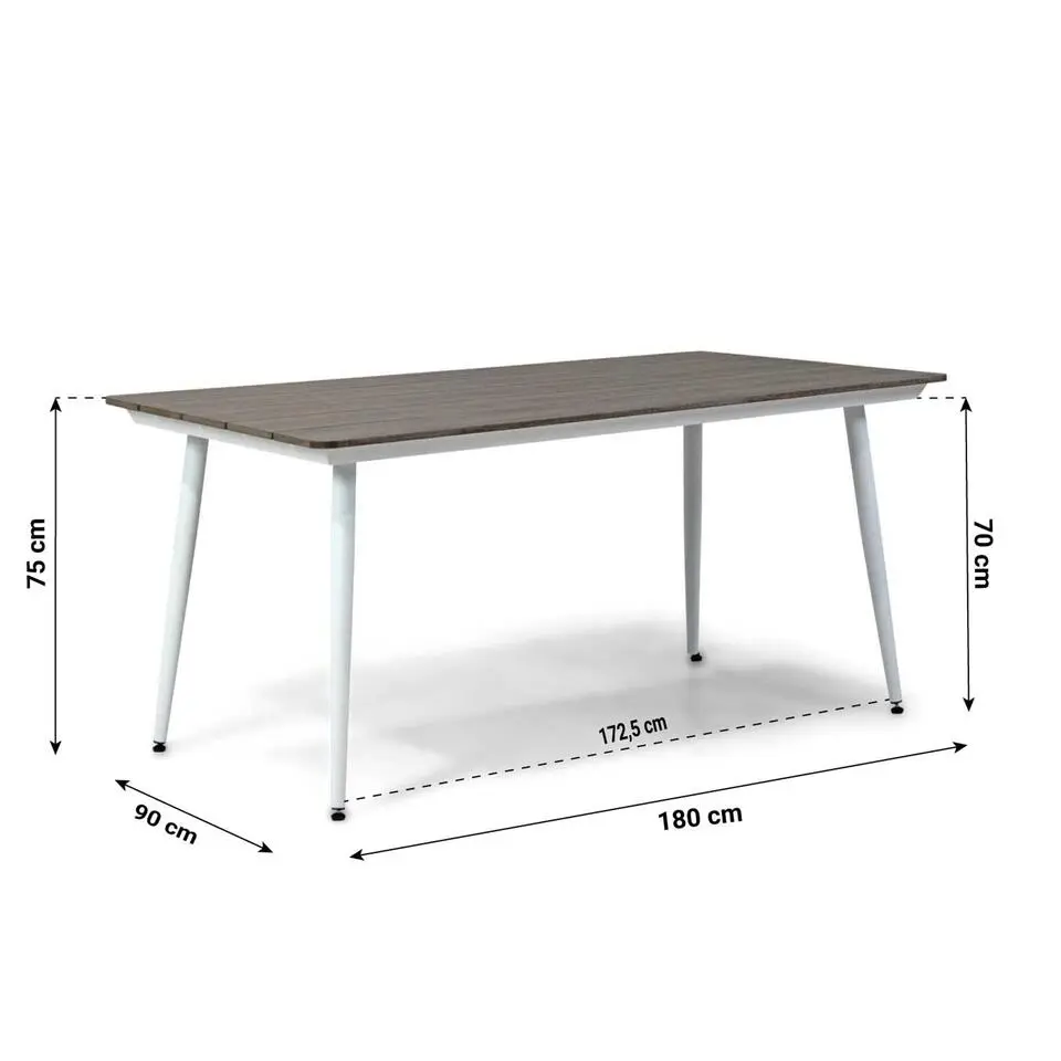 Tuinset 4 personen 180 cm Wicker/Aluminium/Aluminium/polywood/Aluminium/wicker