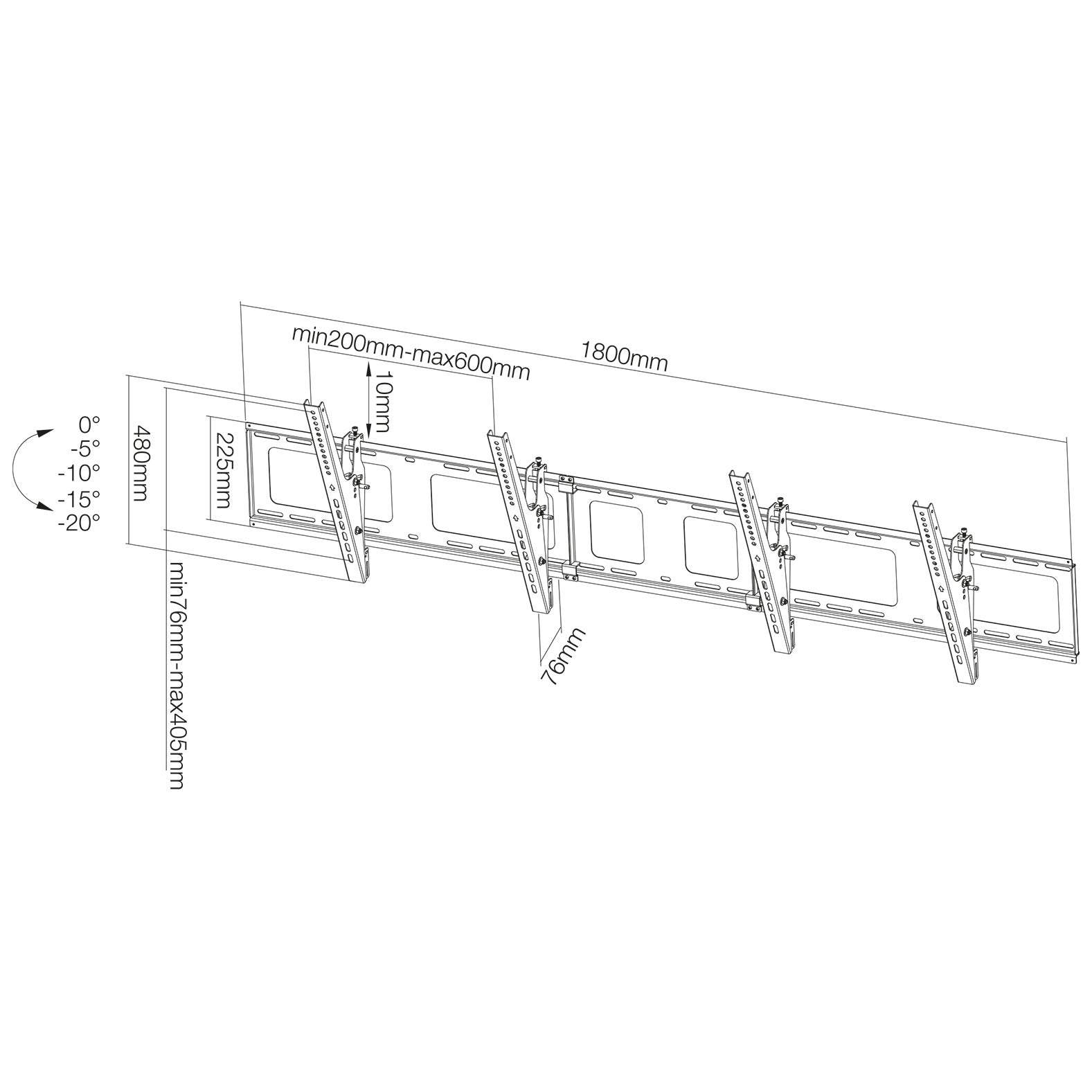 Neomounts NS-WMB200 BLACK wandsteun 2 flatscreens horizontaal