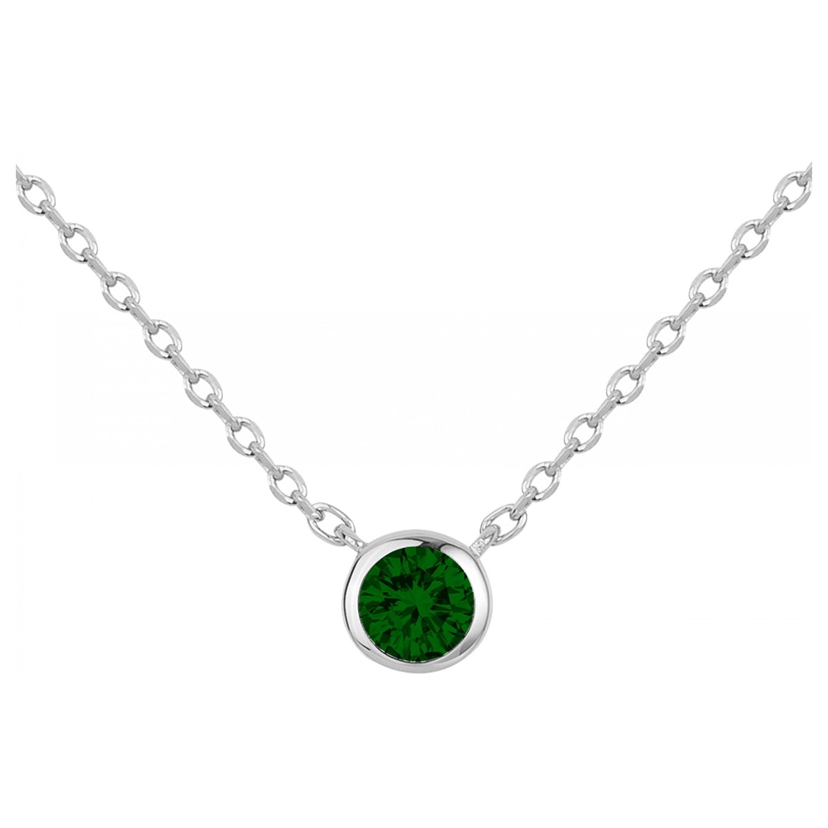 Collier en Argent avec oxyde de zirconium vert emeraude