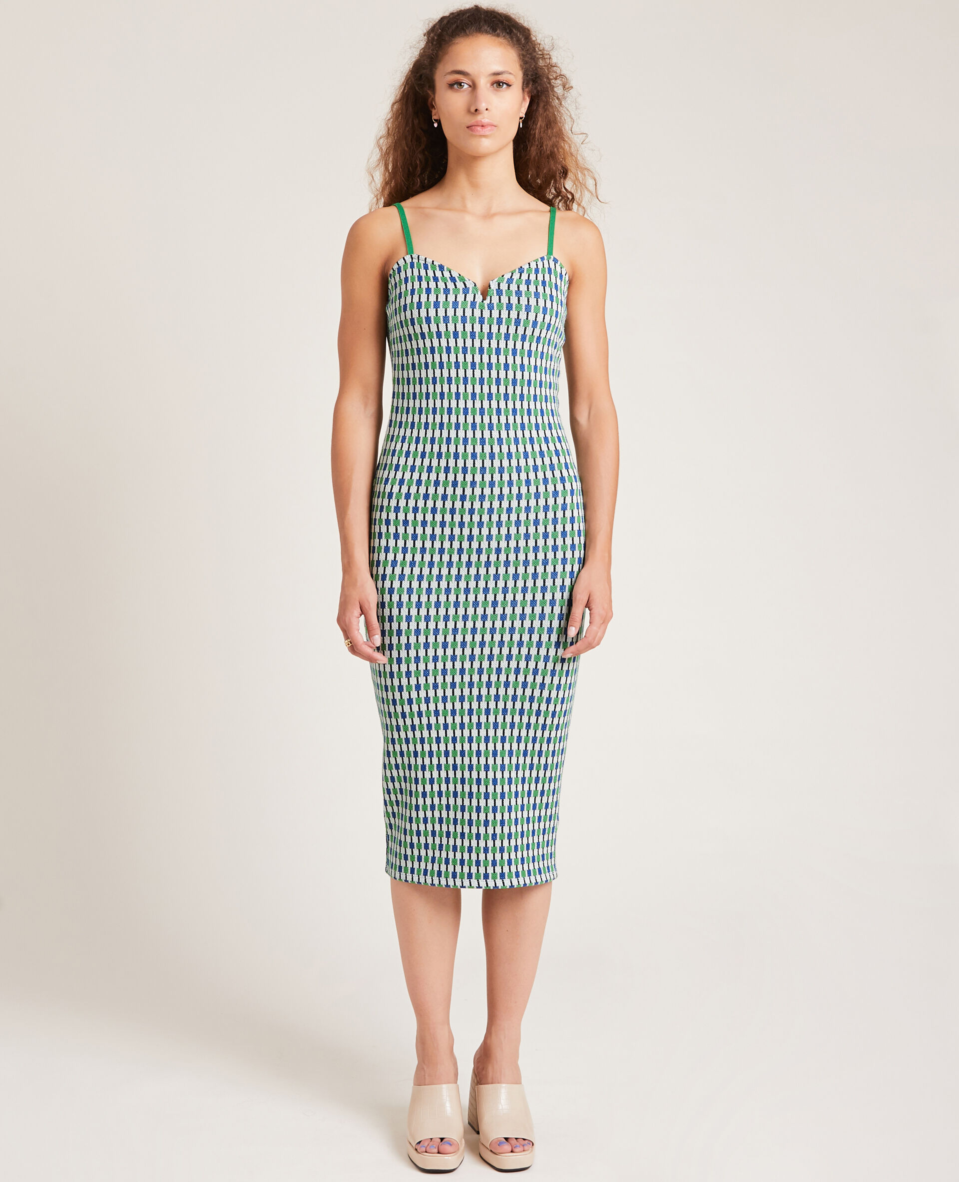 Robe longue en maille tricot - Vert