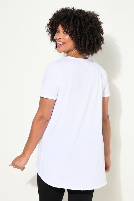 T-Shirt, LOVE-Schriftzug, V-Ausschnitt, Halbarm