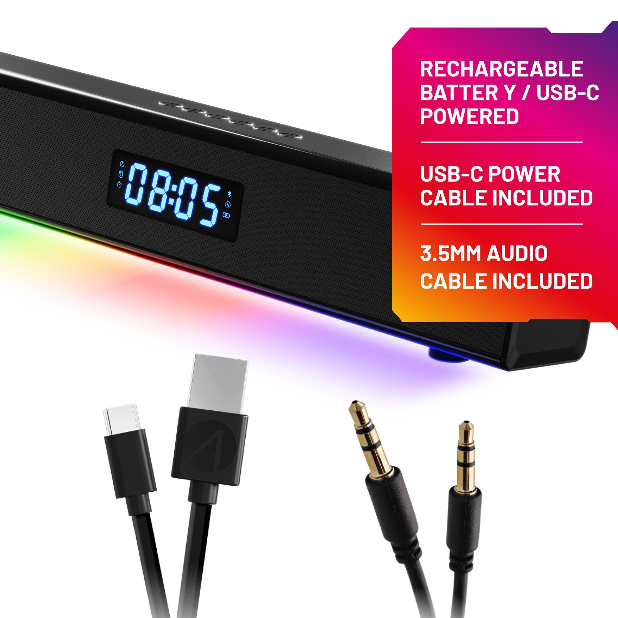Stealth GAME LED Light Up Rechargeable Portable Soundbar for Gaming Music and Movies