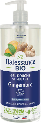 Natessance Gel Douche Stimulant Gingembre Bio Flacon Pompe 1l