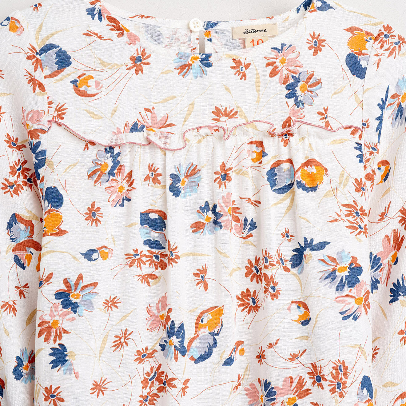 Bellerose Robe courte Pénélope imprimé floral à volant écru/multicolore