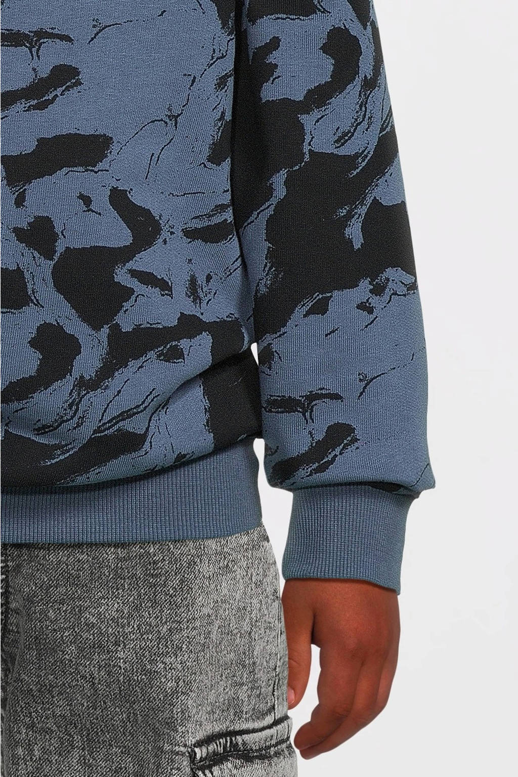 NAME IT sweater NKMNIFINGO met all over print blauw/zwart