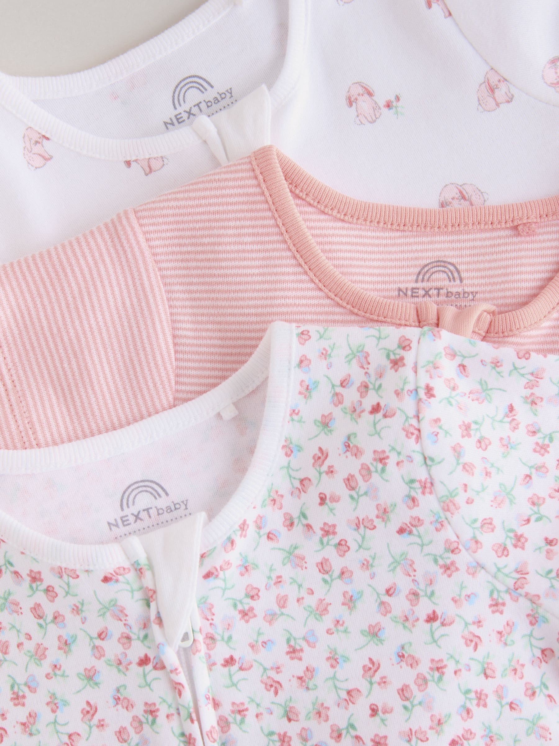 Roze - Verpakking van 3 babyrompertjes met tweewegrits (0mnd-3jr)