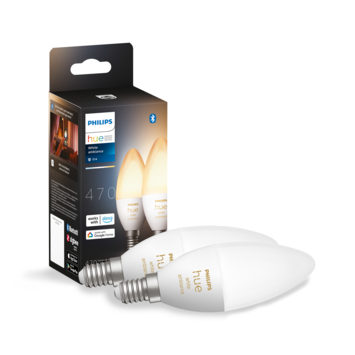 Philips Hue kaarslamp - warm tot koelwit licht 5W - 2 pack - E14