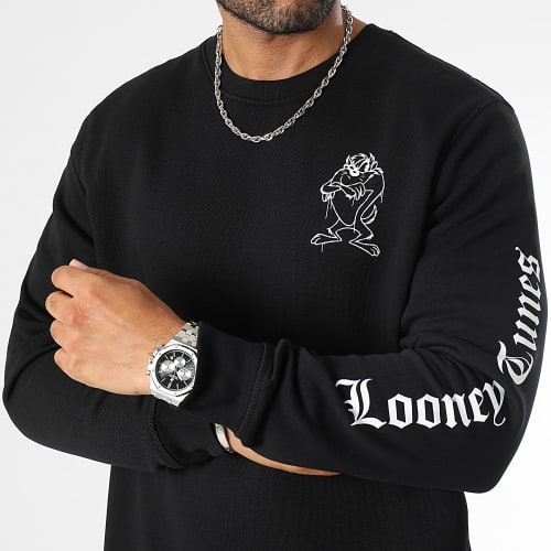 Sweat Crewneck Sleeves Angry Taz Noir