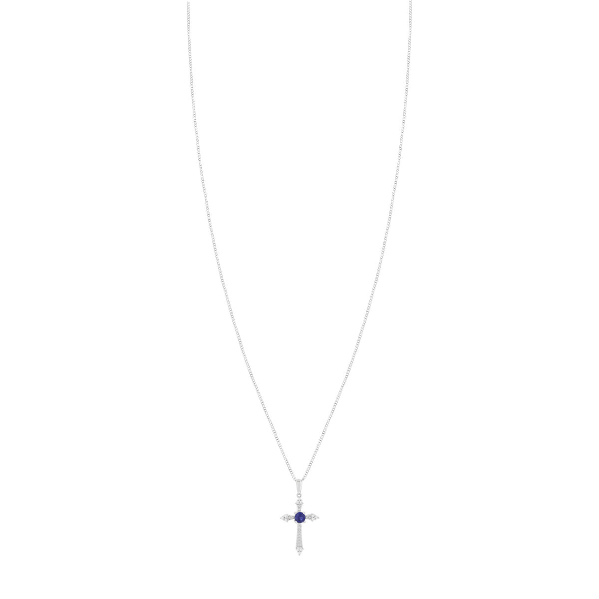 Collier MATY Or 375 blanc Saphir et Diamants 45 cm