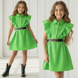 Ruffle Chic Belt Dress - groen