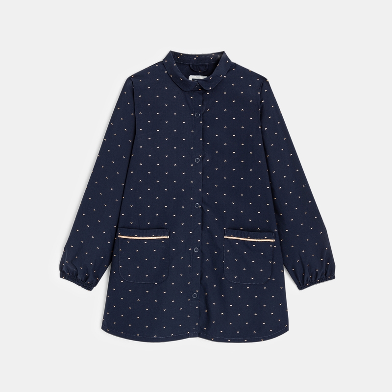 Tablier d'école imprimé bleu fille