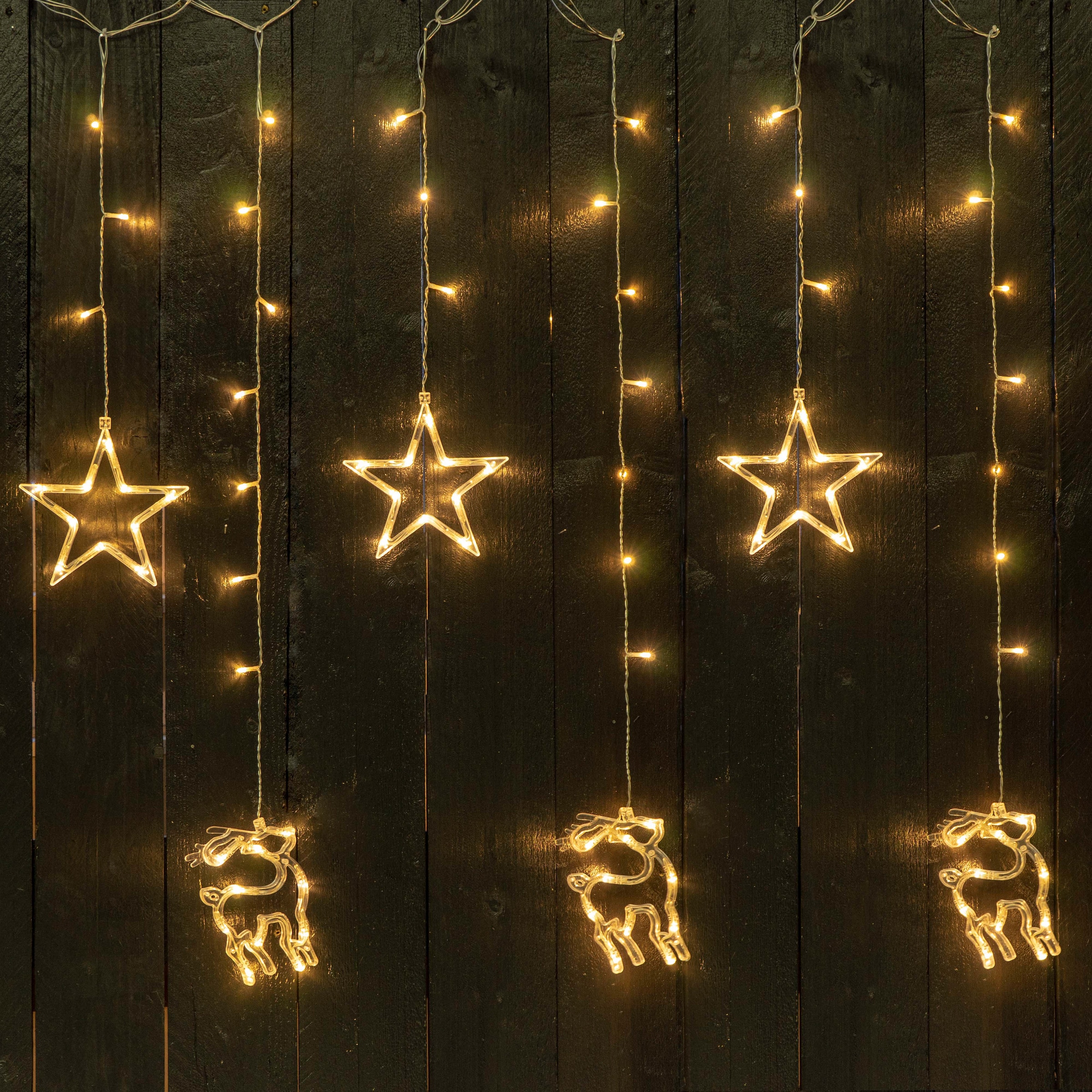 NOOR LIVING LED-Lichterkette »Weihnachtszeit« mit Stern- und Rentierbeleuchtung, Batteriebetrieb