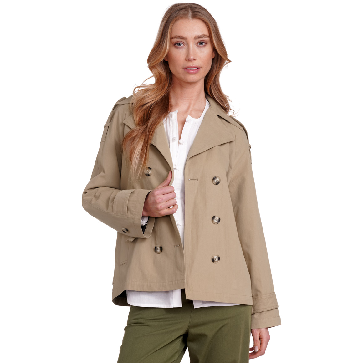 Damen Trenchjacke mit doppelten Knöpfen beige