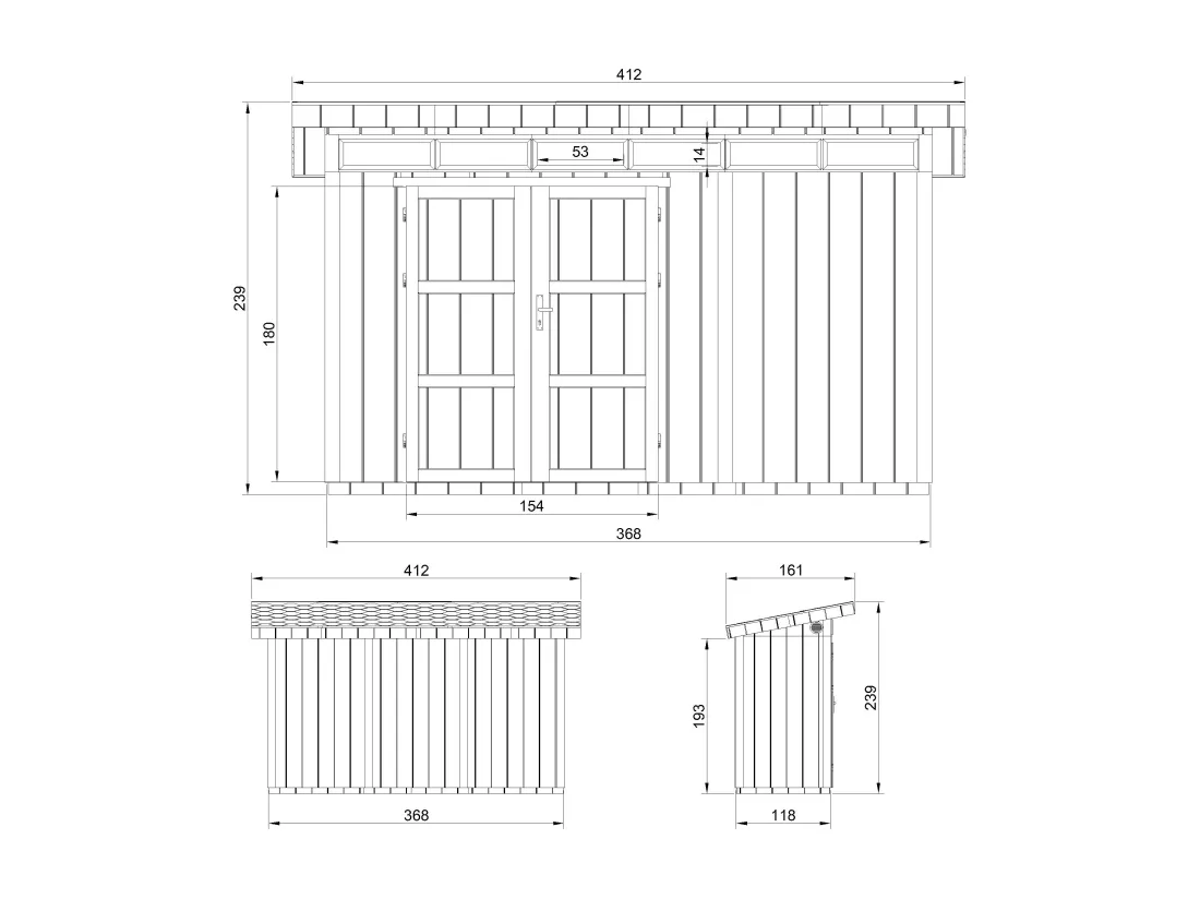 Abri de Jardin Qualité Premium 4m² /L161xL412xH239 cm - Timbela M902-HARVEST HONEY
