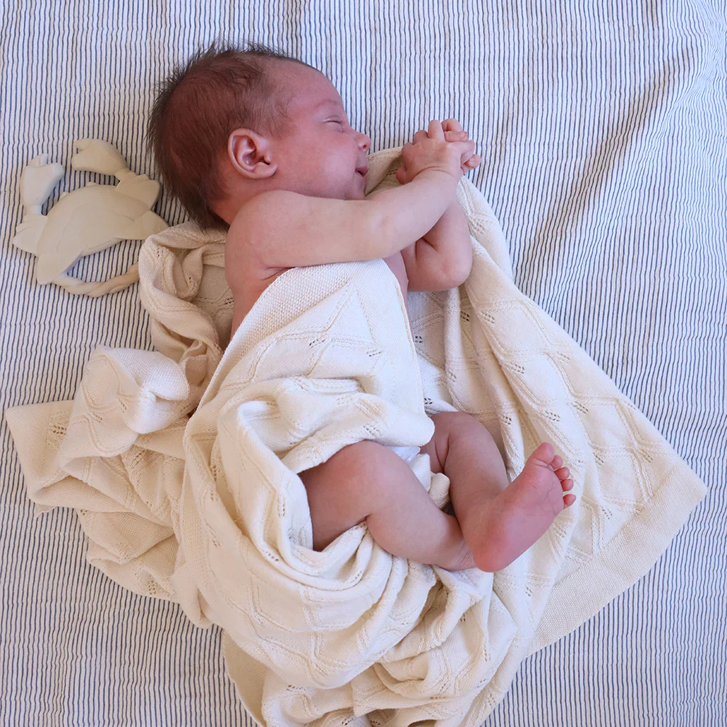 Muslin Babytæppe - GOTS Classic Stripes Blue