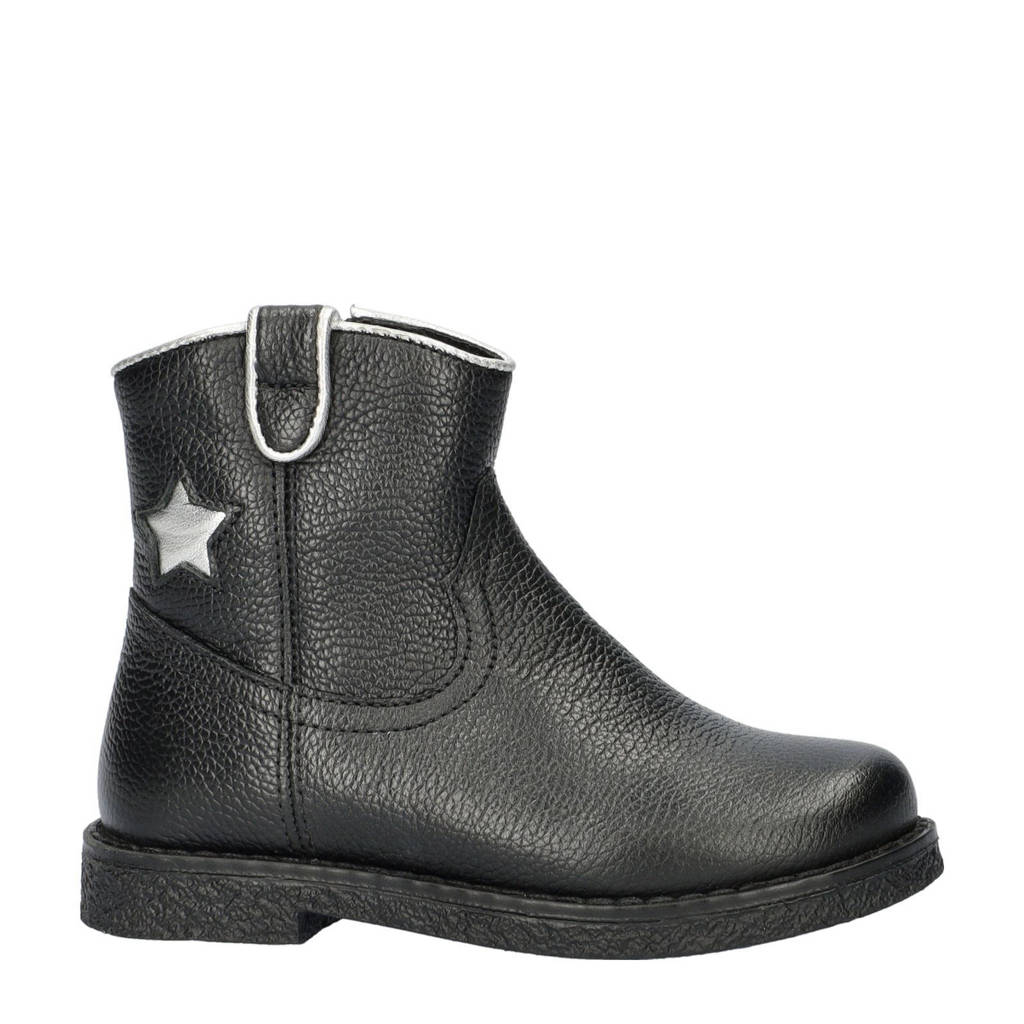Nelson Kids leren cowboylaarzen zwart