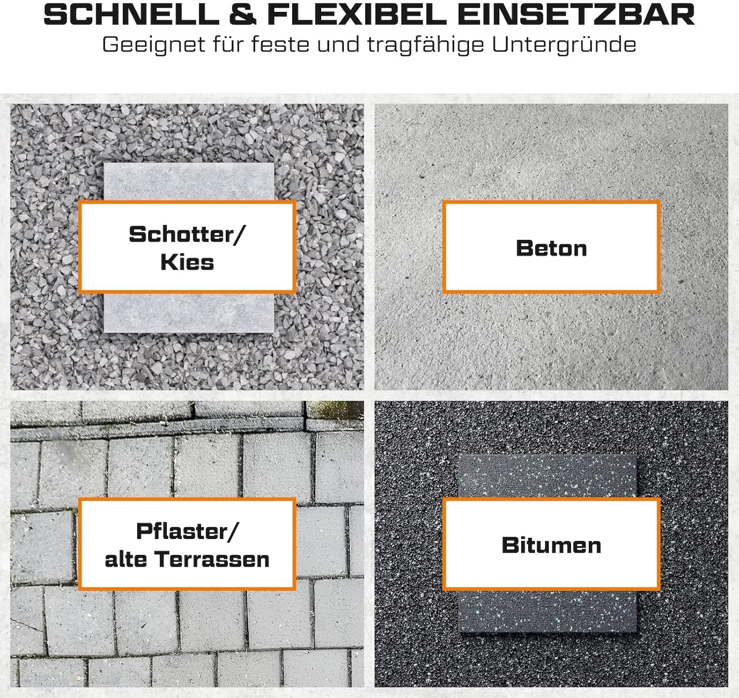 50x LANGFIT® Stelzlager 'M' für Terrassenplatten – Stufenlos höhenverstellbar von 18 bis 36mm – Fugenkreuz 3mm – Flexibles Adaptersystem – Made in Germany – MS-SL18-036-FK
