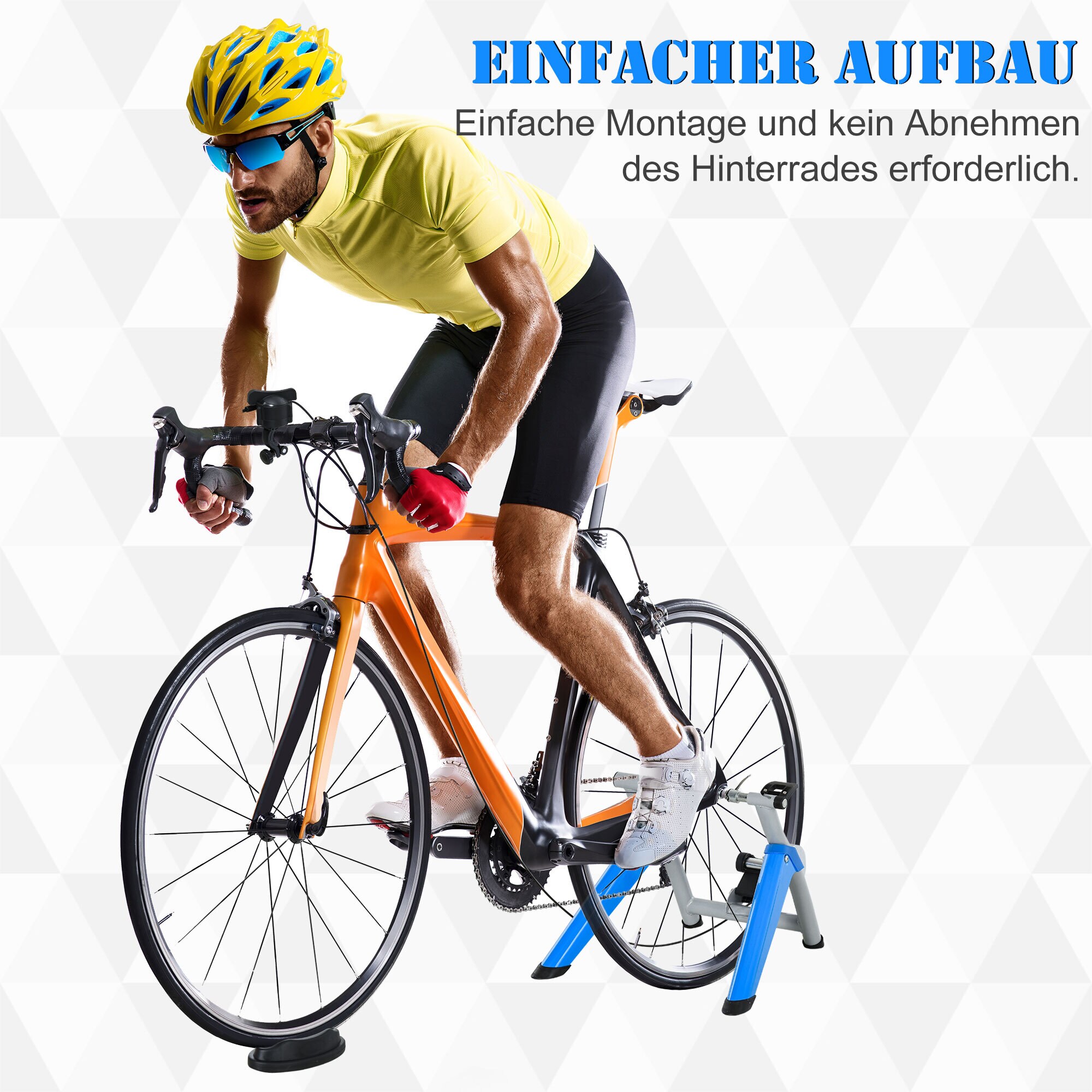 HOMCOM Fahrradtrainer mit Magnetbremse blau, silber 77 x 56 x 47,5 cm (BxTxH)
