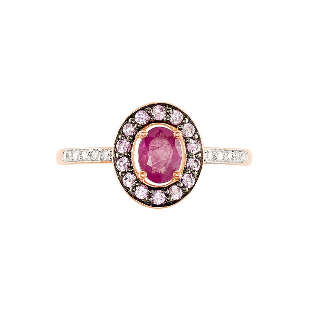 Bague Leona Or Rose Rubis Et Saphir Et Diamant