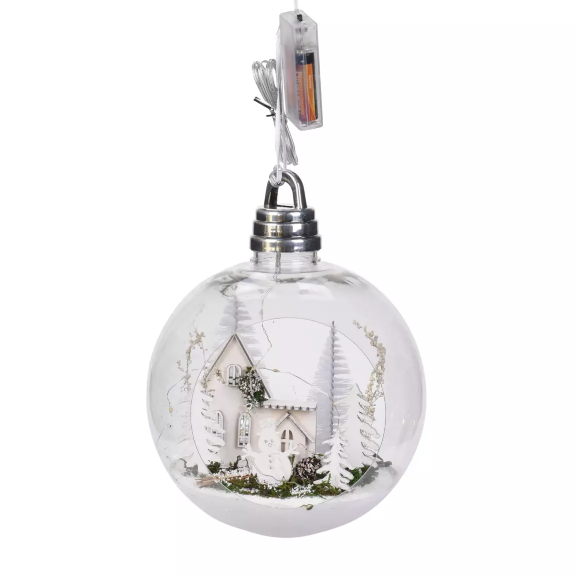 Grande Boule lumineuse à piles (D20 cm) Maison Blanc chaud