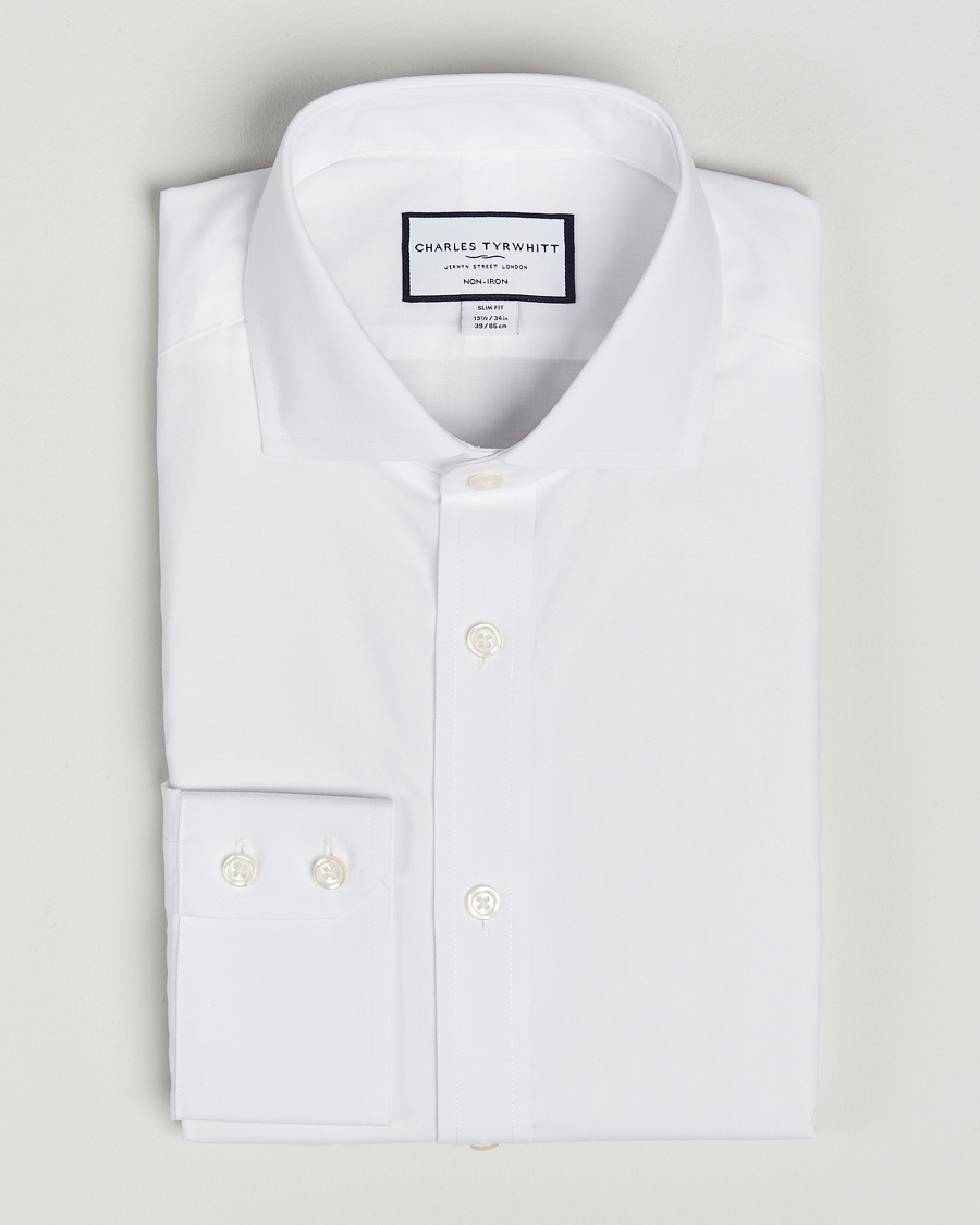Charles Tyrwhitt Slim Fit Non Iron Poplin Cut Away Shirt White