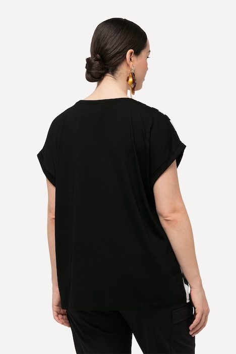 T-Shirt, Wellenmuster, Oversized, Rundhals, Halbarm