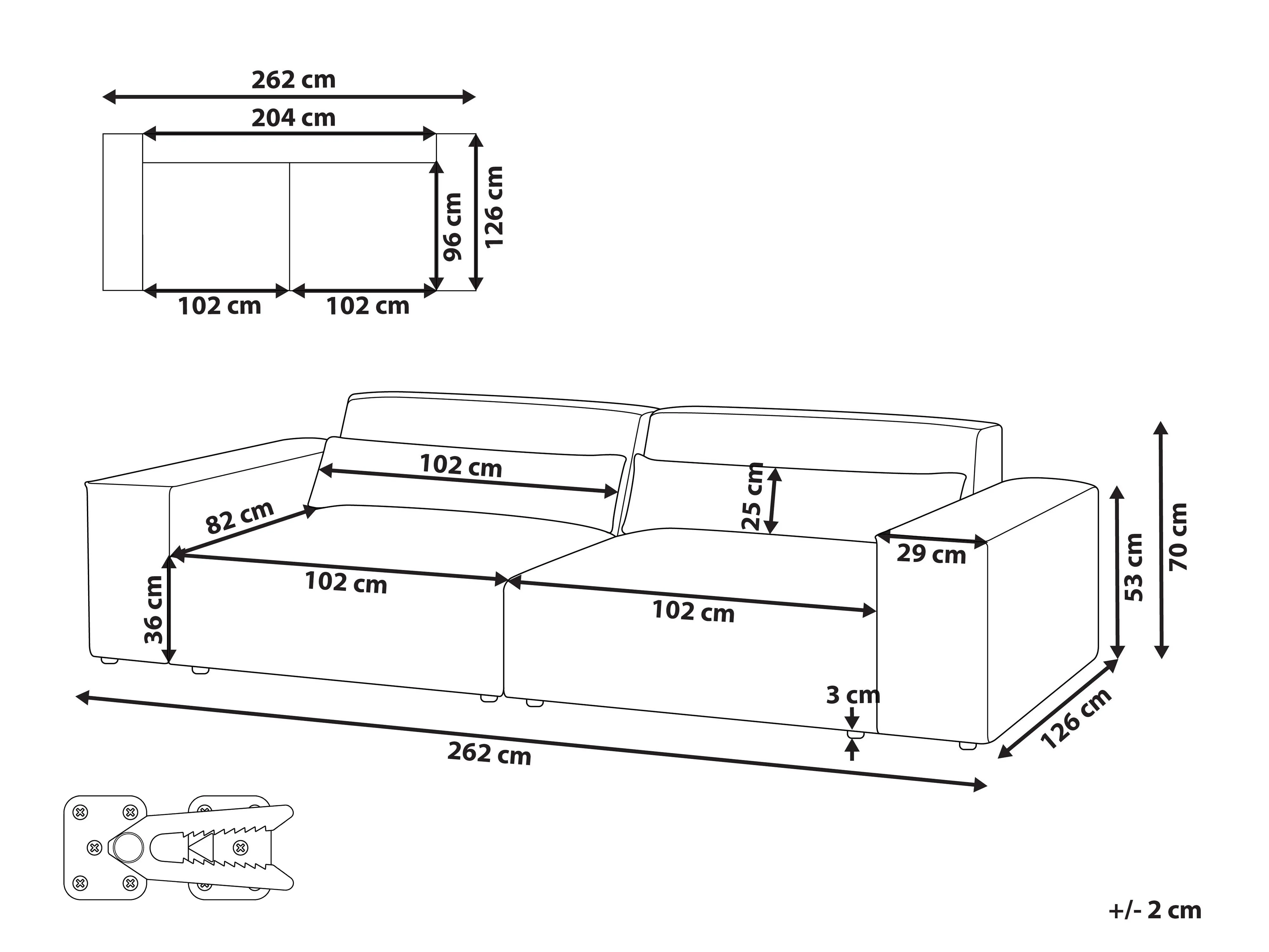 Modulaire bank 2-zits HELLNAR Stof Lichtbruin