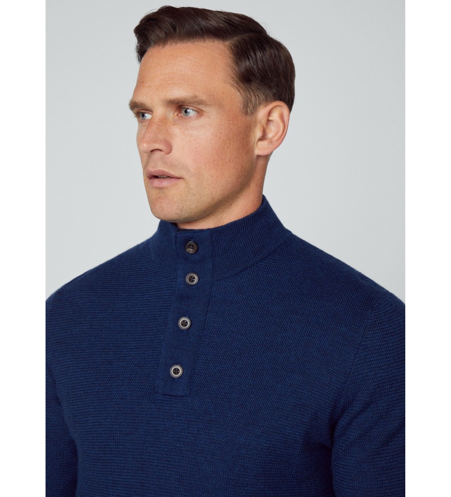 Hackett Navy Micro Weave Jersey