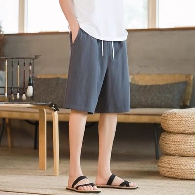 Aozora - Effen shorts met trekkoordtaille