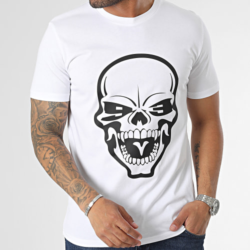 Tee Shirt Skull Blanc Noir