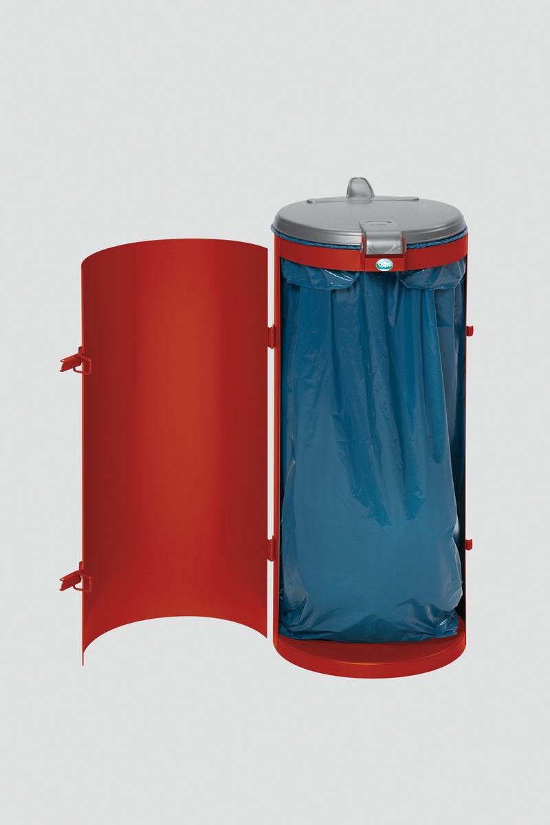 PROREGAL Compacte Afvalinzamelaar Junior met Deksel, Enkele Deur, 35 cm Vulopening, HxBxD 90 x 45 x 45 cm, Staal, Rood