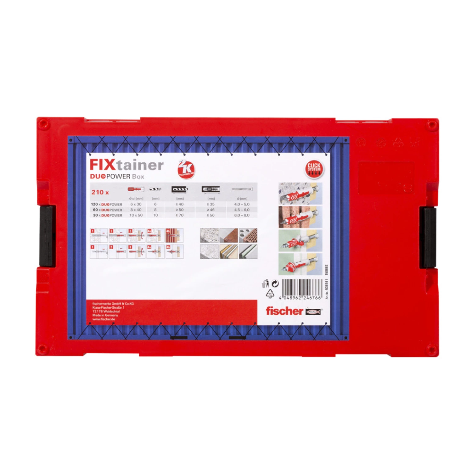 Fischer 536161 210-delige FixTainer DuoPower pluggenset - Ø6, Ø8, Ø10mm