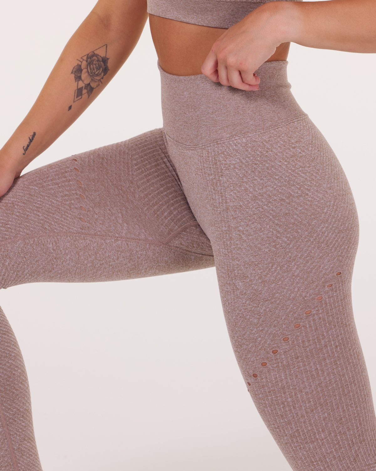 LEVITY Balance Herringbone Seamless Tights Brown Marl