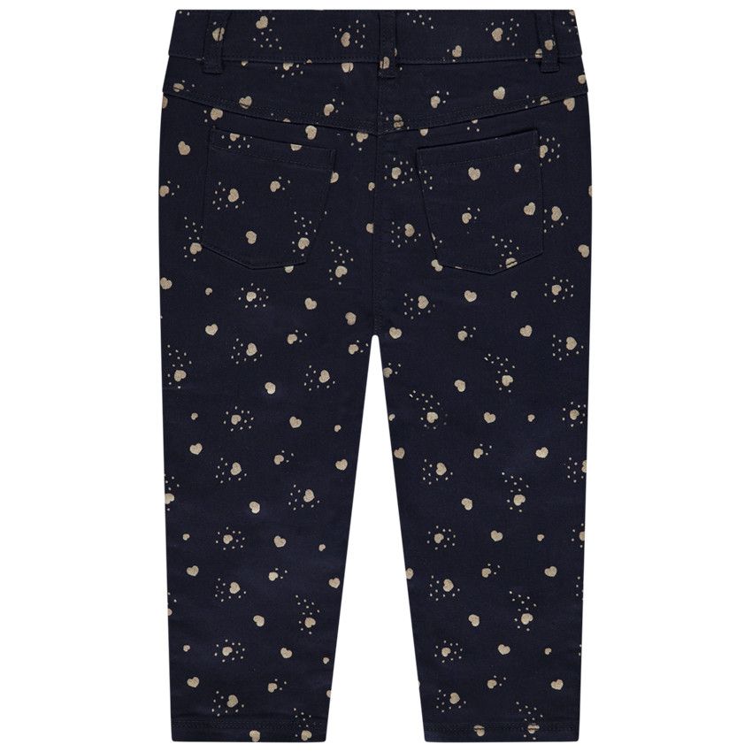 Pantalon slim imprimé cœurs dorés pour bébé fille - Bleu marine