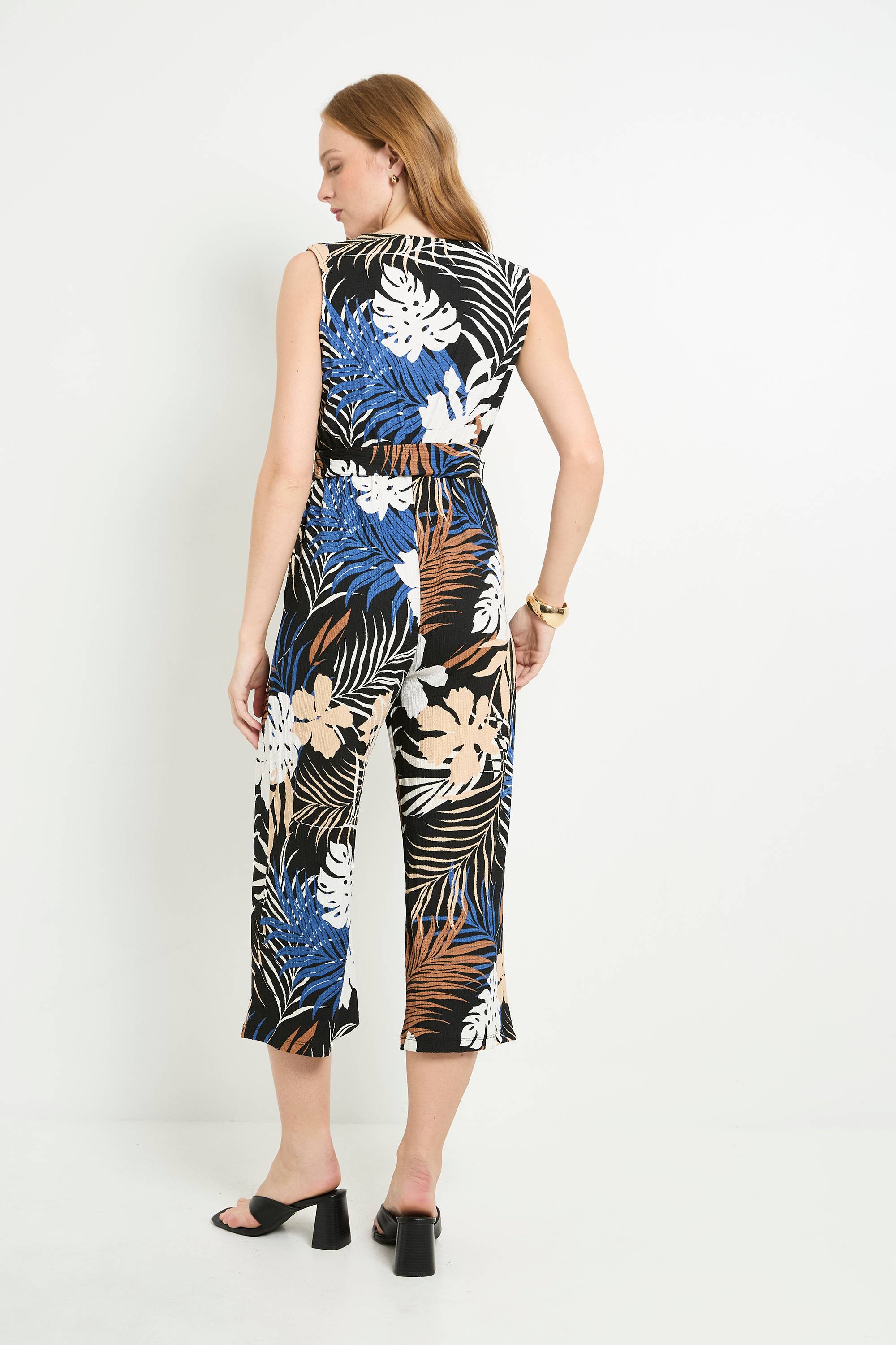 Wallis Combinaison-pantalon Ceinturée En Jersey Tropical À Encolure Cache-cœur