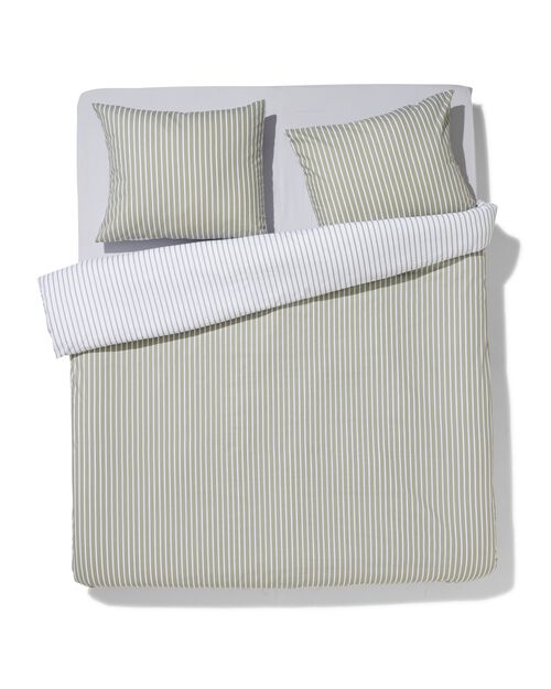 housse de couette en coton doux 240x200/220 rayée vert