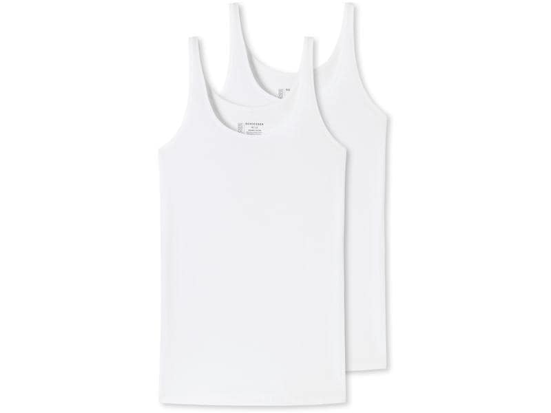 SCHIESSER Unterhemd Damen 2-er Pack, Weiss, XXL Weisse Tops für Damen