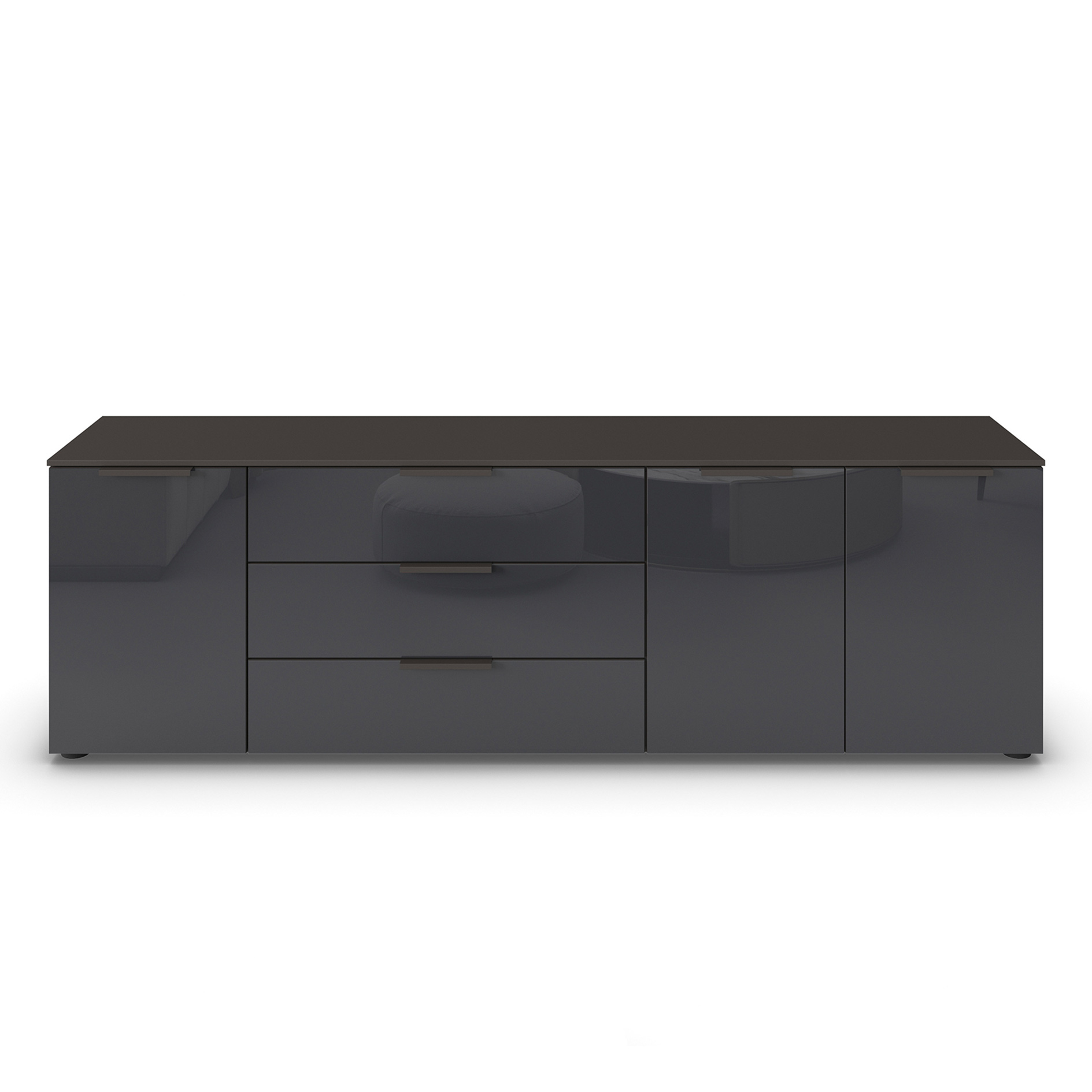Lowboard - graphit - Glas basalt - 199 cm