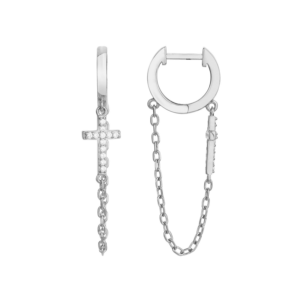 Boucles d'oreilles en Argent avec oxyde de zirconium blanc