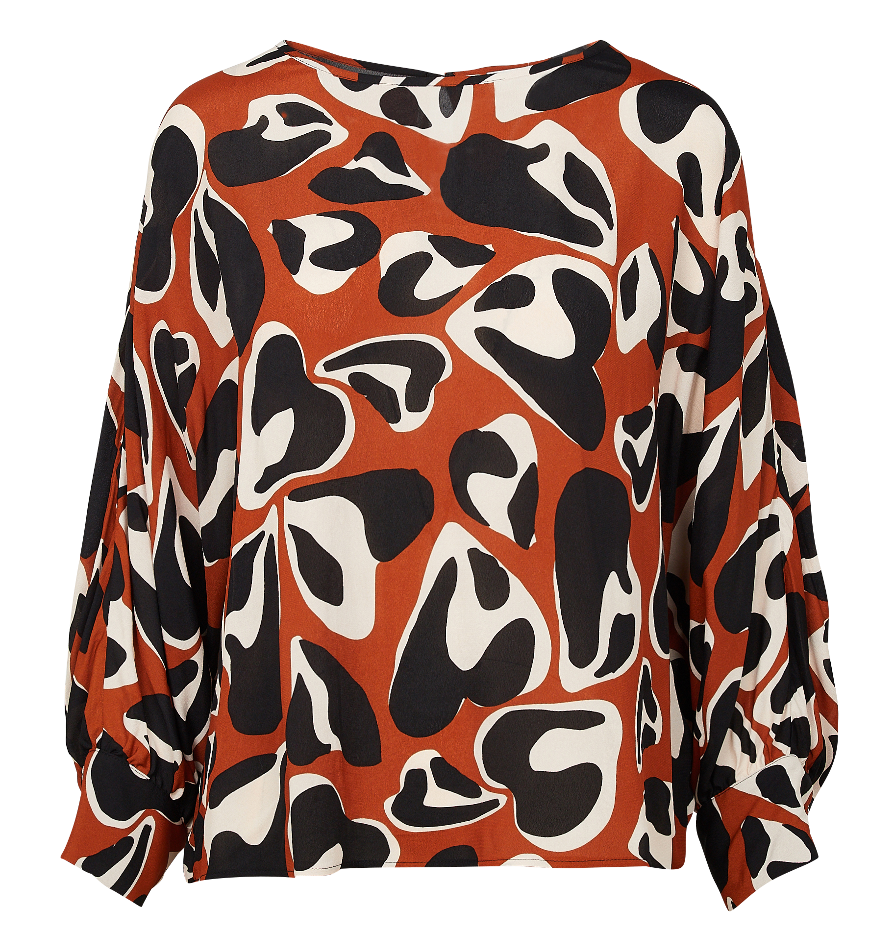 MARIELOU - Blouse ample en viscose imprimée | Marron