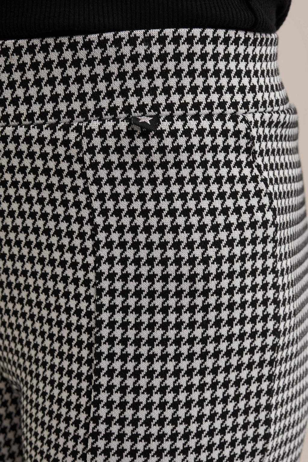 WE Fashion broek met pied-de-poule zwart/wit
