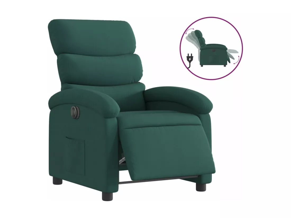 Fauteuil inclinable électrique Vert foncé Tissu