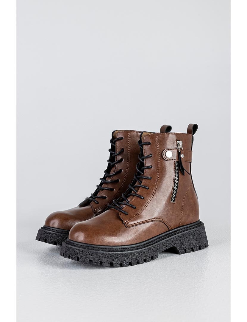 Brown Boots with Laces and Buckle
