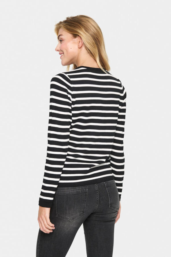 Saint Tropez MilaSZ Striped Cardigan Black mila stripe