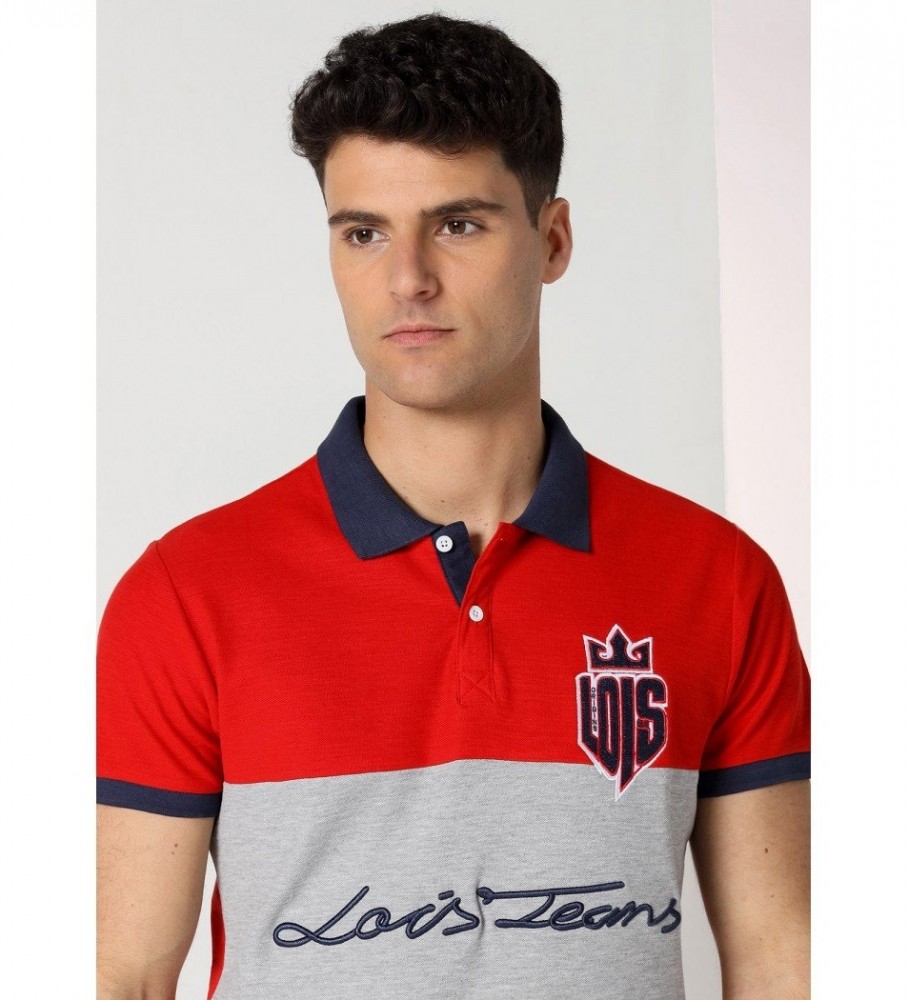 Polo Lois de manga curta vermelha e cinza