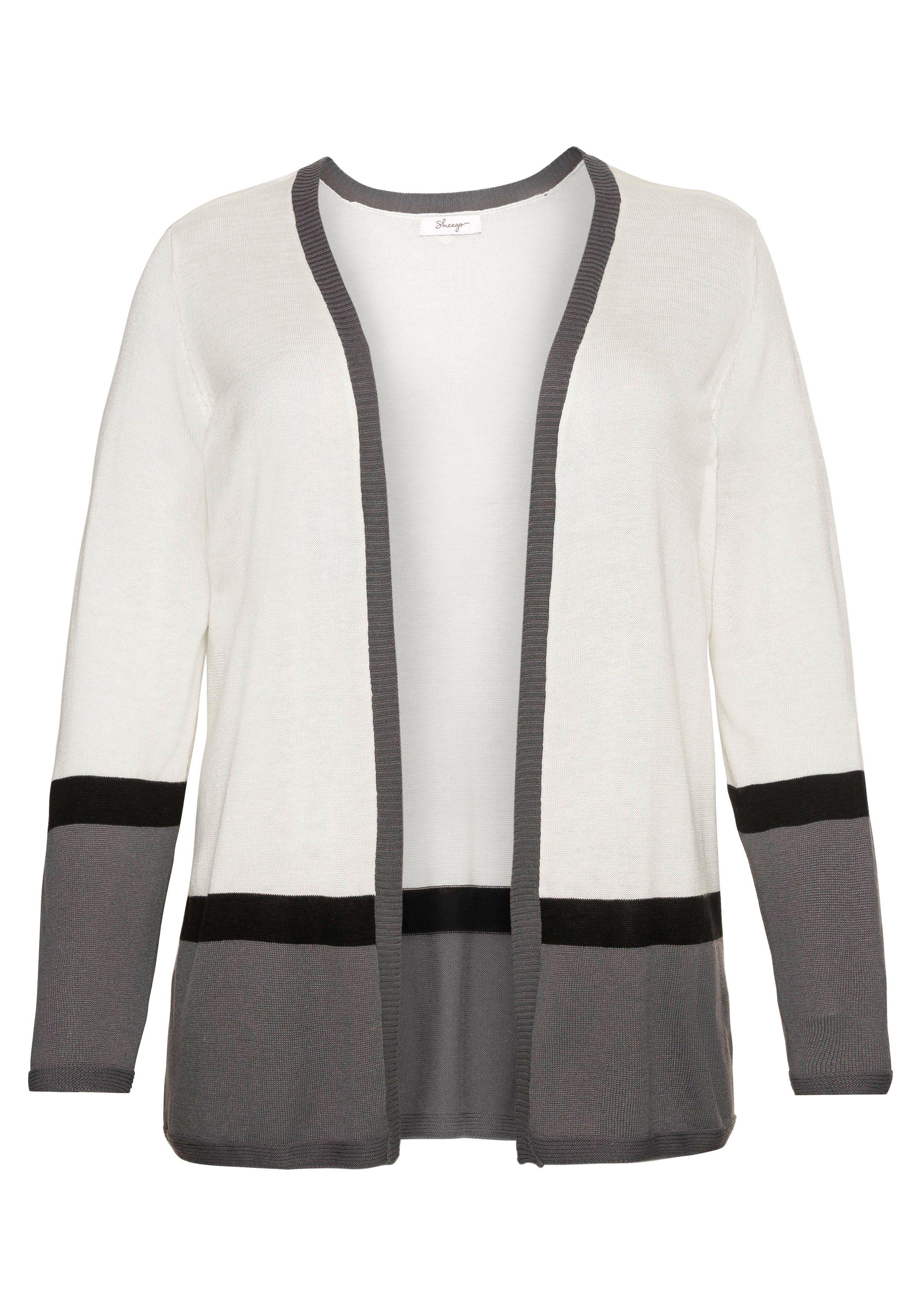 Strickjacke im Colourblocking-Stil, in offener Form